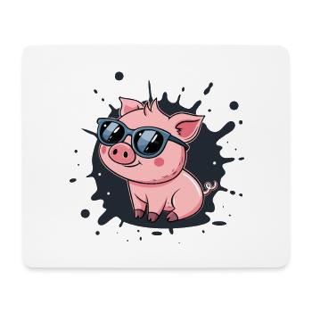 Cool pig in glasses on splash - Mouse Pad (horizontal) - white - Front