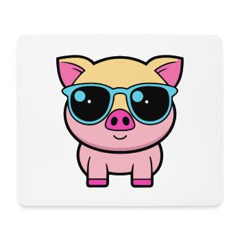 Cool Schweineblaue Brille - Mousepad (Querformat) - Weiß - Vorne
