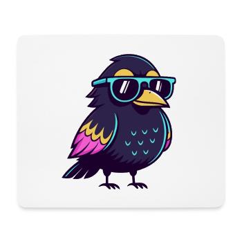 Solar Blue Hipster Bird - Mouse Pad (horizontal) - white - Front