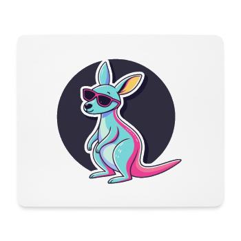 Pastell-Känguru-Hipster-Brille - Mousepad (Querformat) - Weiß - Vorne