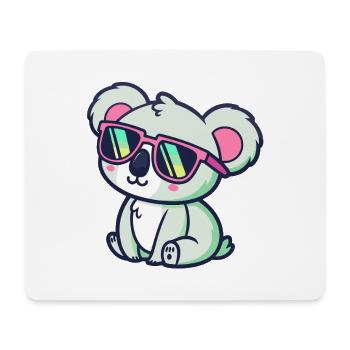 Koala Kawaii Seated Pink Glasses - Mouse Pad (horizontal) - white - Front
