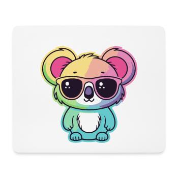 Regenbogen-Neon-Koala mit Brille - Mousepad (Querformat) - Weiß - Vorne