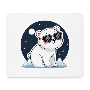 Nachtaktiver Eisbär und Sonnenbrille - Mousepad (Querformat) - Weiß - Vorne