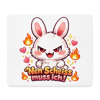 Cute Hase Nen Scheiß muss ich Statement - Mousepad (Querformat) - Weiß - Vorne