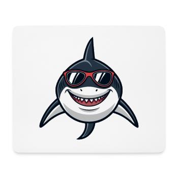 Shark Hipster Rote Brille - Mousepad (Querformat) - Weiß - Vorne