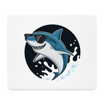 Surfer shark with dark glasses - Mouse Pad (horizontal) - white - Front