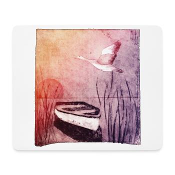 Boot am See - handgeschnitzte Druckvorlage - Mousepad (Querformat) - Weiß - Vorne