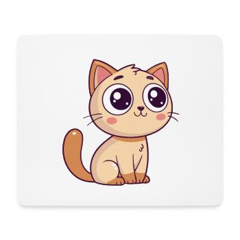 Kawaii Beige Katze Süßes Lächeln - Mousepad (Querformat) - Weiß - Vorne