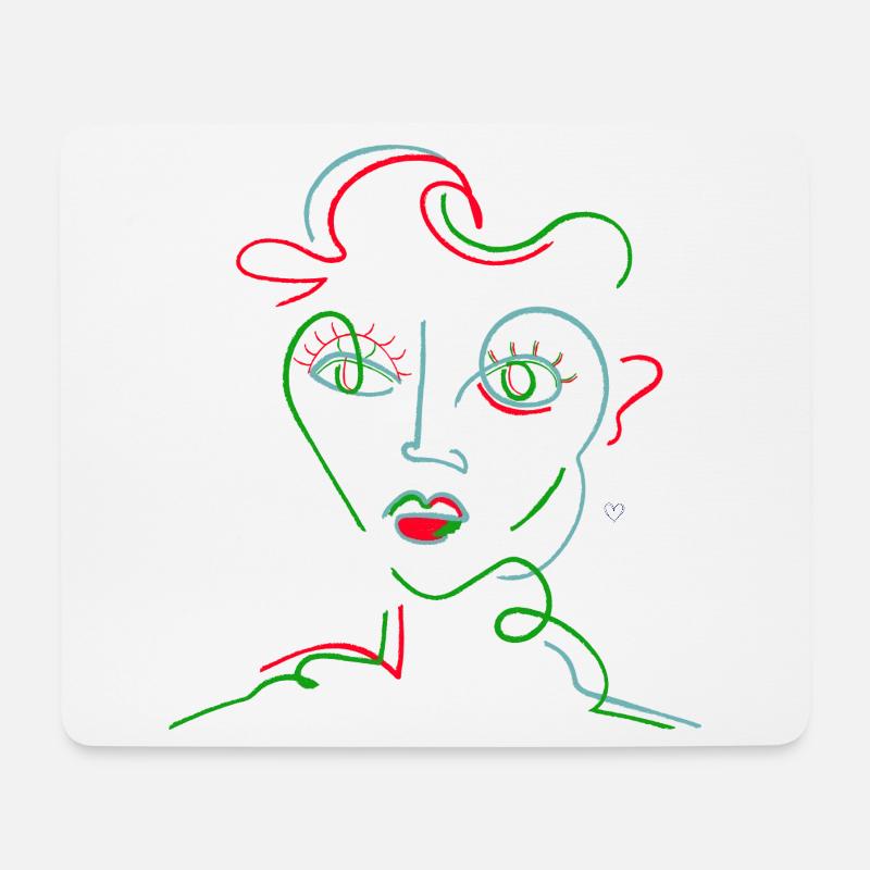 Neon Linienporträt - Mousepad (Querformat) - Weiß