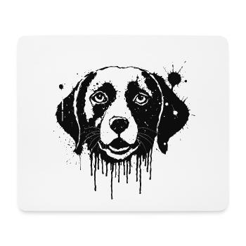 Beagle Dog Aquarell Schwarz gespritzt - Mousepad (Querformat) - Weiß - Vorne
