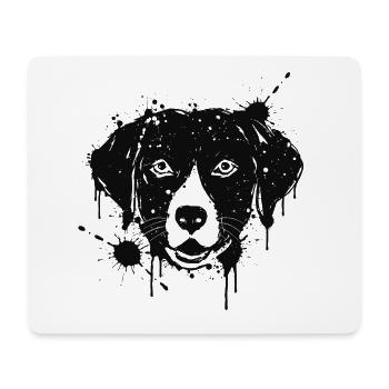 Labrador-Farbspritzer Hundekopf Schwarz - Mousepad (Querformat) - Weiß - Vorne