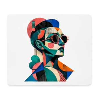 Kubistisches Farbporträt mit Sonnenbrille - Mousepad (Querformat) - Weiß - Vorne