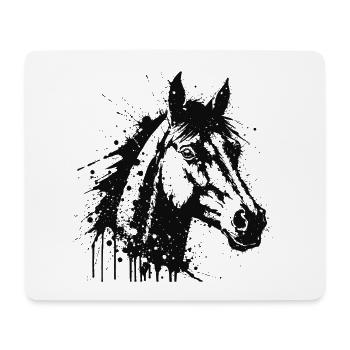 Tête de Cheval Paint Splash Noir - Tapis de souris (format paysage) - blanc - Devant