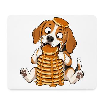 Dessin animé drôle de Rapetou avec des pancakes - Tapis de souris (format paysage) - blanc - Devant