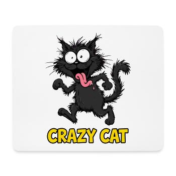 Verrückte Schwarze Katze – Lustige wilde Katzenenergie - Mousepad (Querformat) - Weiß - Vorne
