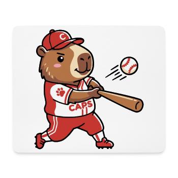 Niedliche Capybara-Baseballspieler-Sportästhetik - Mousepad (Querformat) - Weiß - Vorne