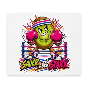 Kiwi Boxsport: Sauer, aber Stark - Mousepad (Querformat) - Weiß - Vorne
