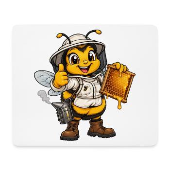 Hummel als Imker – Lustiges Bienenmotiv - Mousepad (Querformat) - Weiß - Vorne