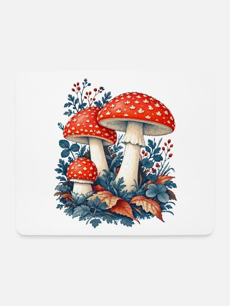 Fly Agaric Blue Laubshirt - Mousepad (Querformat) - Weiß