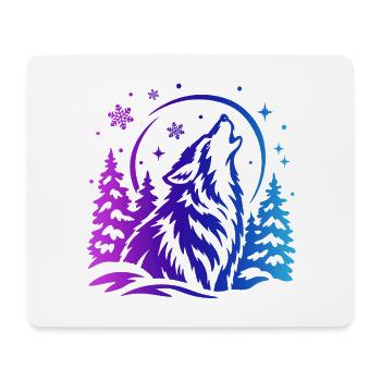 Wolf im Winterwald - Mousepad (Querformat) - Weiß - Vorne