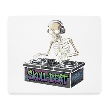 Skelettartiger DJ Skull Beat - Mousepad (Querformat) - Weiß - Vorne