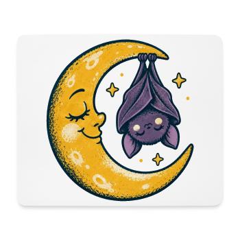 Die Mondsichel mit der schlafenden Fledermaus - Mousepad (Querformat) - Weiß - Vorne