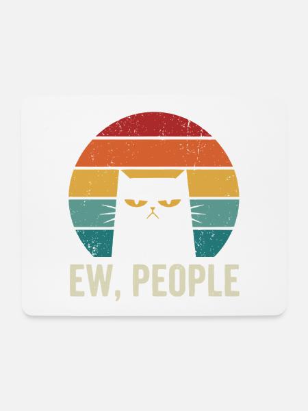 Ew People Retro Cat - Mousepad (Querformat) - Weiß