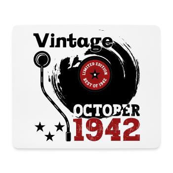 Octobre Vintage 1942 80ème Cadeau d’Anniversaire - Tapis de souris (format paysage) - blanc - Devant