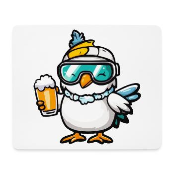 pigeon oiseau après-ski bière bande dessinée - Tapis de souris (format paysage) - blanc - Devant