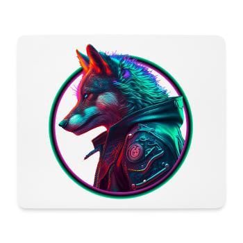 Neon Punk Wolf en veste en cuir - Tapis de souris (format paysage) - blanc - Devant