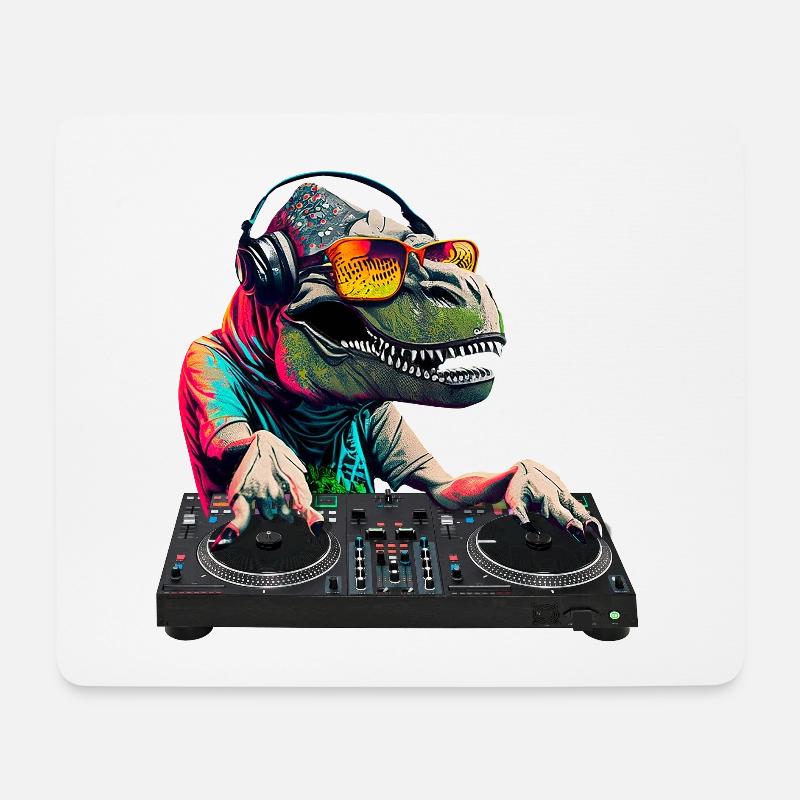 Cooler T-Rex DJ Mischpult Sonnenbrille Kopfhörer - Mousepad (Querformat) - Weiß