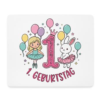 Erster Geburtstag Mädchen Hase - Mousepad (Querformat) - Weiß - Vorne