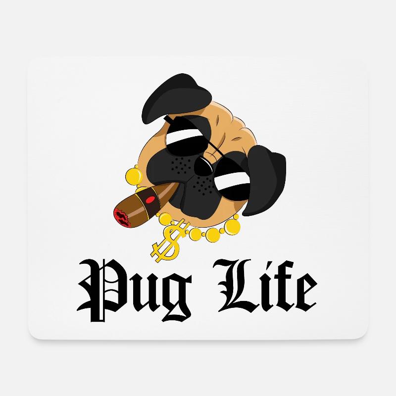 Pug Life - Mousepad (Querformat) - Weiß