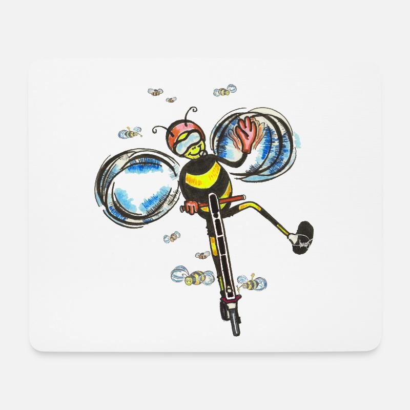 Biene fährt Elektroroller - Mousepad (Querformat) - Weiß