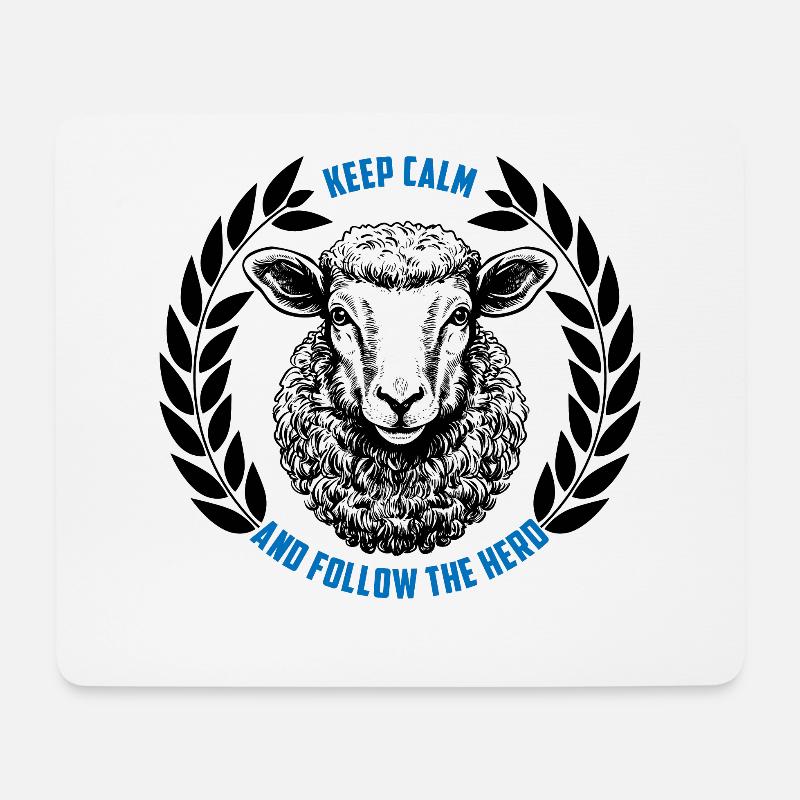 Schaf bleib ruhig und folge der Herde - Mousepad (Querformat) - Weiß
