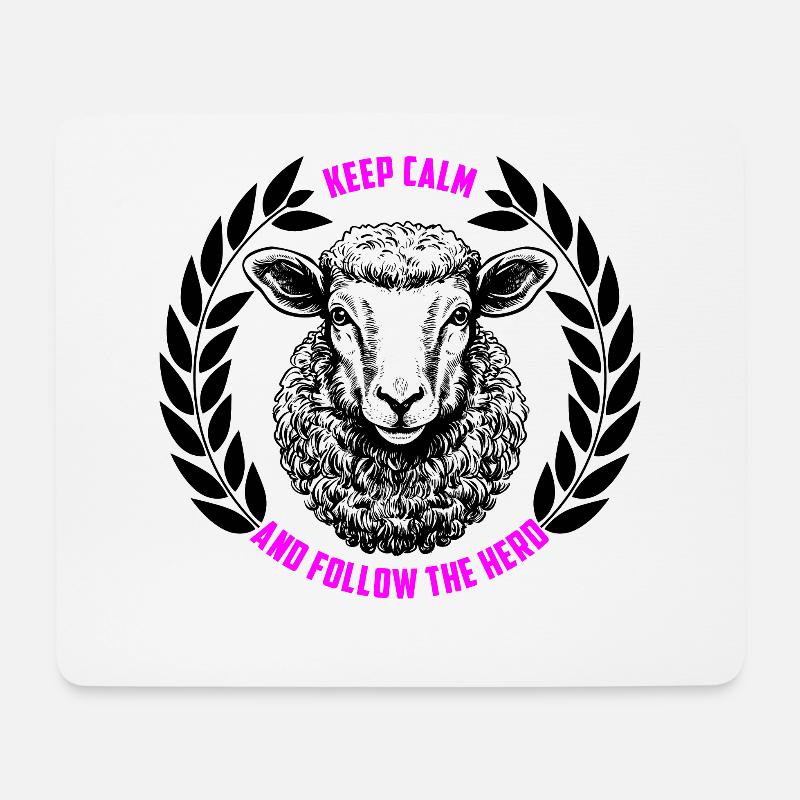 Schaf bleib ruhig und folge der Herde - Mousepad (Querformat) - Weiß