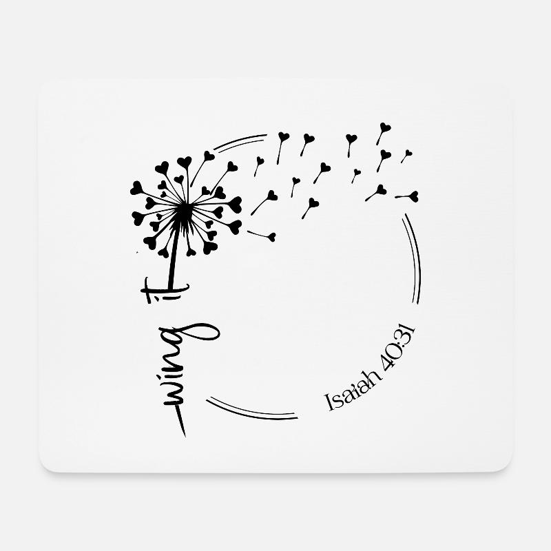 Christlicher Löwenzahn Design Flügel es Jesaja 40:31 - Mousepad (Querformat) - Weiß