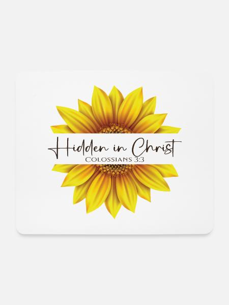 Christliches Sonnenblumendesign Ich bin in Christus verborgen - Mousepad (Querformat) - Weiß