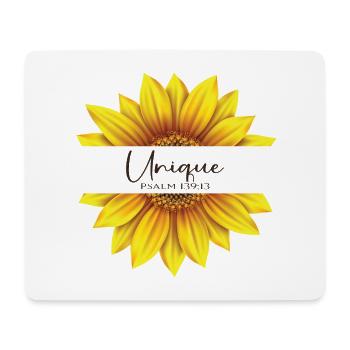 Christliches Sonnenblumendesign Ich bin einzigartig Psalm 139: - Mousepad (Querformat) - Weiß - Vorne