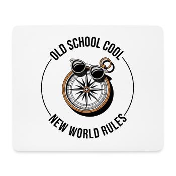 Old School Cool New World Rules Compass - Mouse Pad (horizontal) - white - Front