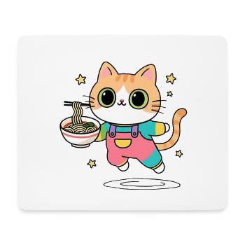Chat bol de Ramen Multicolore - Tapis de souris (format paysage) - blanc - Devant