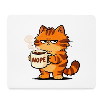 Mürrische Katze Kaffee Nope Spruch - Mousepad (Querformat) - Weiß - Vorne