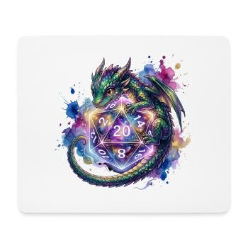 Cute Dragon with D20 Dice – Pen & Paper - Mouse Pad (horizontal) - white - Front