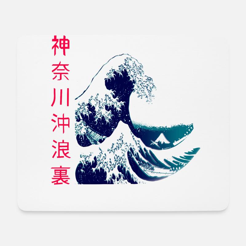 Die große Welle vor Kanagawa - Mousepad (Querformat) - Weiß