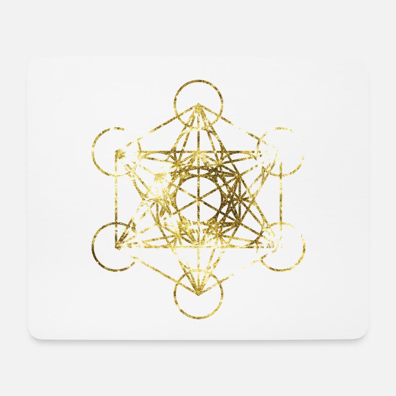 Metatrons Cube Gold heilige Geometrie - Mousepad (Querformat) - Weiß