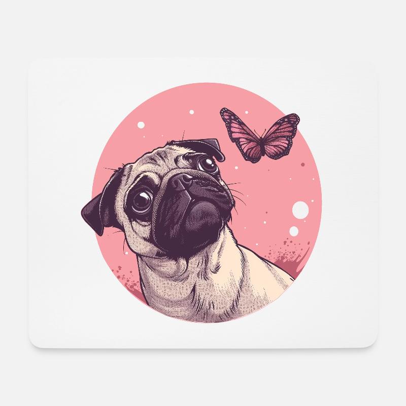 Carlin et papillon - Tapis de souris (format paysage) - blanc