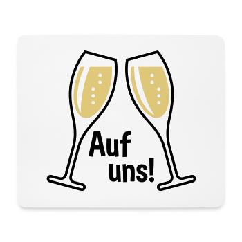 XAuf Uns! 2 Sektgläser (Sekt / Oval / Zu / 2C) - Mousepad (Querformat) - Weiß - Vorne