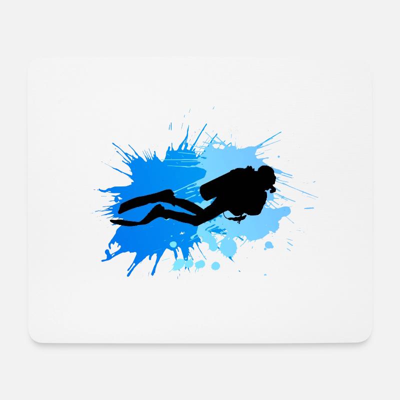 Taucher - Mousepad (Querformat) - Weiß