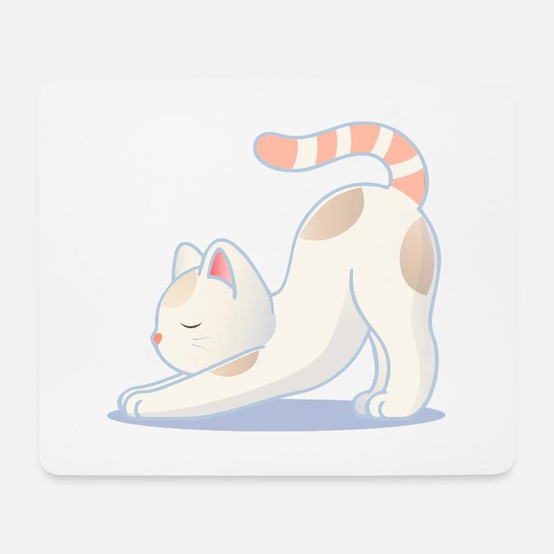 Eine Katze in einer dehnenden Yoga-Pose - Mousepad (Querformat) - Weiß