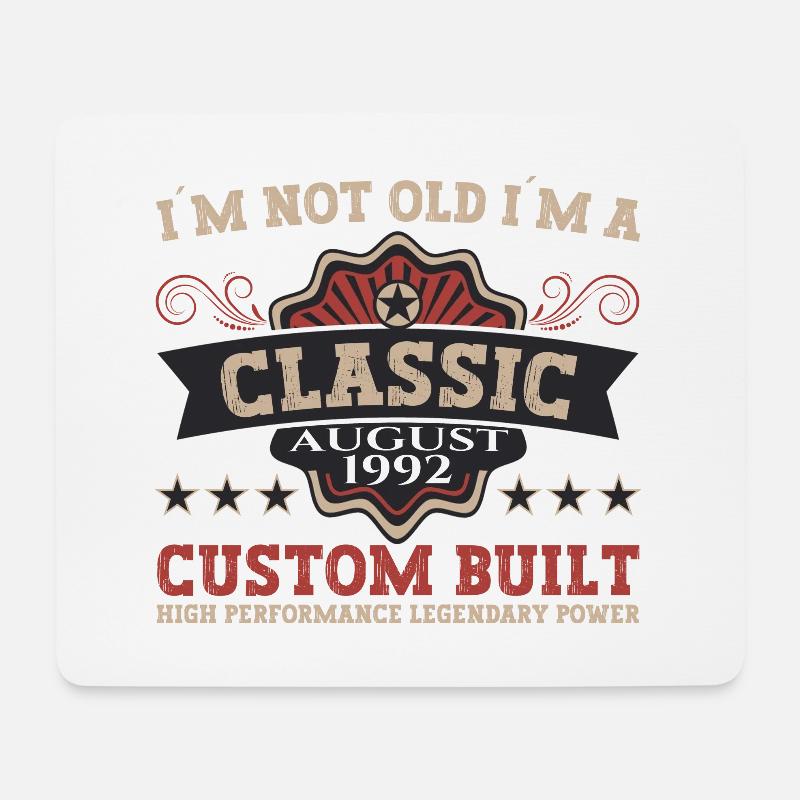 Jahrgang 1992 Klassiker Geburtstag Geschenk August - Mousepad (Querformat) - Weiß